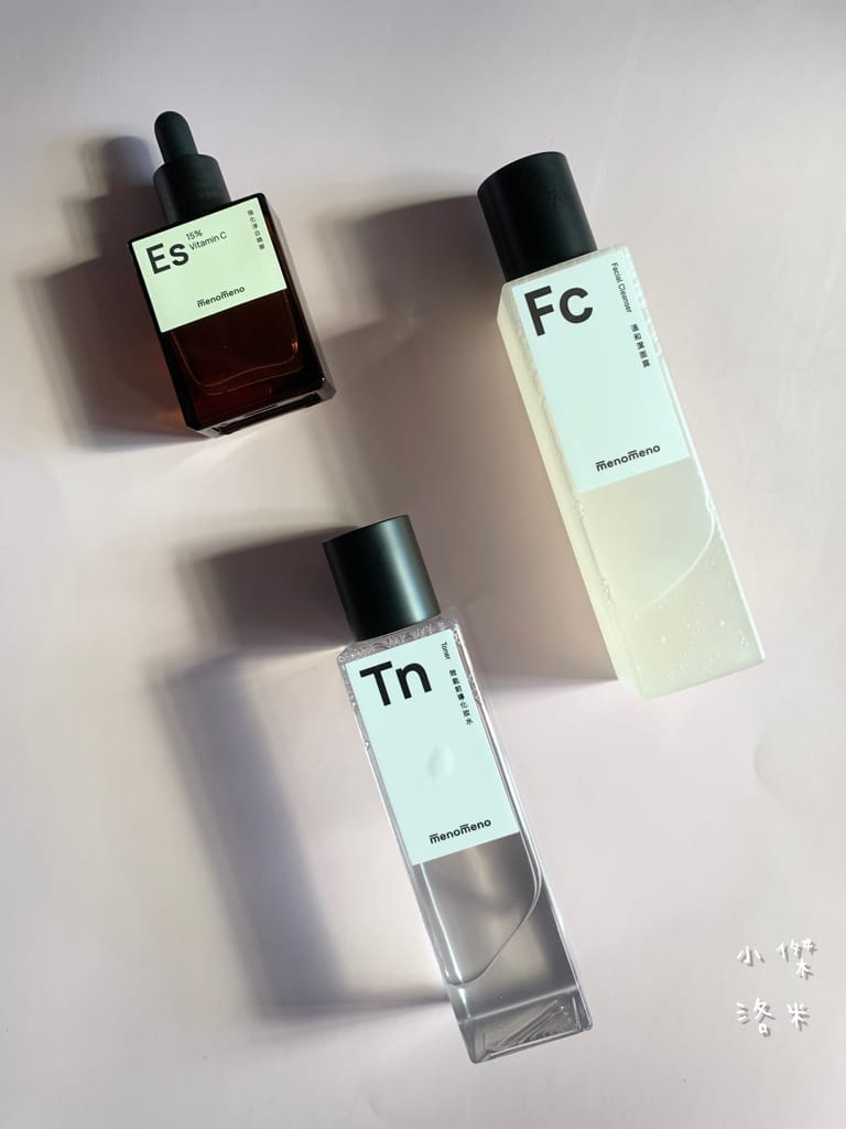 《美容》m̄enom̄eno｜Fc 溫和潔面露/Tn 效能前導化妝水/Es 強化淨白精華 女神張景嵐自創保養品牌 純素無毒的保養品 極簡保養推薦